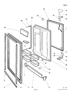 REFRIGERATOR DOOR Diagram and Parts List for TDC18PAAALBS  General Electric Refrigerator