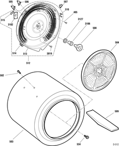 Drum Heater Diagram and Parts List for JVM1630SPC  General Electric Refrigerator