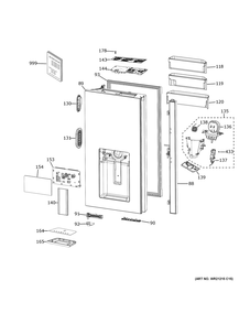 Part Location Diagram of WR78X46306 GE DISPENSER DOOR GLASS CAFE PACK