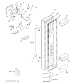 Freezer Door Diagram and Parts List for GSS25CSHBCSS  General Electric Refrigerator