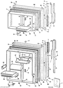 DOOR ASSEMBLY Diagram and Parts List for TBXCW19ZPBRWH  General Electric Refrigerator