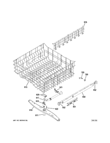 UPPER RACK Diagram and Parts List for PDW8281J03SS  General Electric Dishwasher