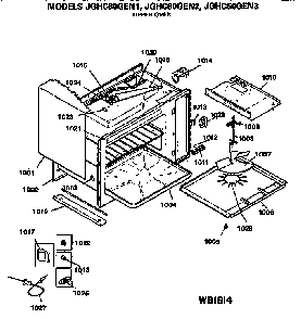 Upper Oven Diagram and Parts List for JGHC60GEN1  General Electric Range