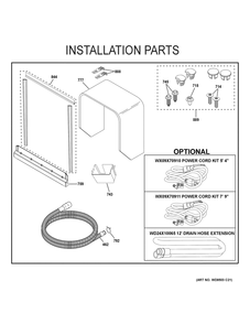 Installation Parts Diagram and Parts List for CDT828P2V3S1  General Electric Dishwasher