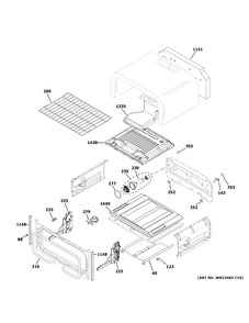 Upper Oven Diagram and Parts List for PGB960FEJ2DS  General Electric Range