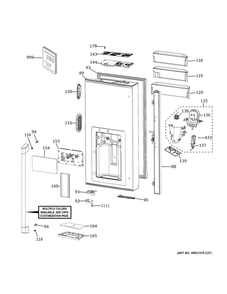 Dispenser Door Diagram and Parts List for CVE28DP3NFD1  General Electric Refrigerator