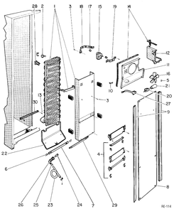 SYSTEM GROUP Diagram and Parts List for 39108-1  General Electric Refrigerator