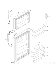 Doors Diagram and Parts List for GIE18GCNFRSA  General Electric Refrigerator