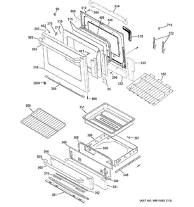 Door & Drawer Parts Diagram and Parts List for CGS985SET7SS  General Electric Range