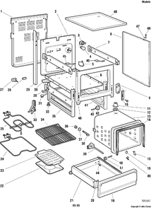 CHASSIS GROUP Diagram and Parts List for CRMF3150ZWW-5  General Electric Range