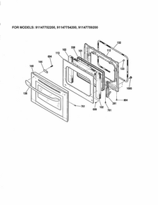 Door-91147752200, 91147754200, 91147759200 Diagram and Parts List for 91147759200  Kenmore Wall Oven
