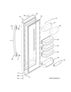 Fresh Food Door Diagram and Parts List for GSE23GGKJCWW  General Electric Refrigerator