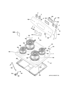 CONTROL PANEL & COOKTOP Diagram and Parts List for JBS27RK2SS  General Electric Range