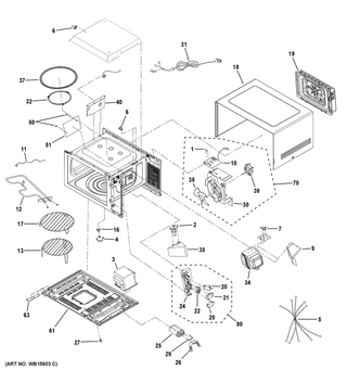 Oven Cavity Parts Diagram and Parts List for CEB515P4N1WM  General Electric Microwave