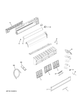 Room Air Conditioner Diagram and Parts List for HSU24VHK-G  General Electric Air Conditioner