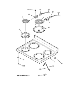 COOKTOP Diagram and Parts List for JB350DF2WW  General Electric Range
