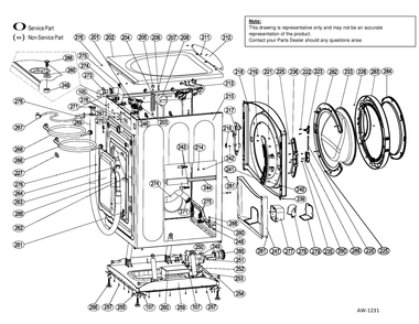 CABINET ,DOOR & TOP Diagram and Parts List for GCVH6800J4WW  General Electric Washer