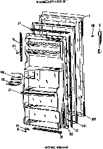 Door Diagram and Parts List for SSD11CCBRWH  Hotpoint Refrigerator