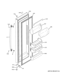 Fresh Food Door Diagram and Parts List for GSS25IYNZHFS  General Electric Refrigerator