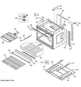 Lower Oven Diagram and Parts List for JT3500EJ3ES  General Electric Wall Oven