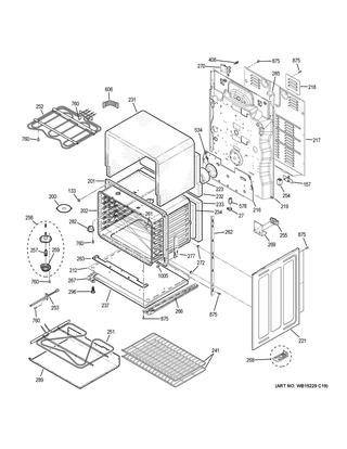Lower Oven Diagram and Parts List for PB960FJ4DS  General Electric Range