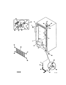 CABINET/CONTROL/SHELVES Diagram and Parts List for 86180 MFU17M3BW3 General Electric Freezer