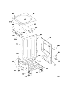 CABINET Diagram and Parts List for PCVH565EH0GG  General Electric Dryer