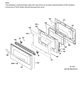 LOWER DOOR Diagram and Parts List for PCGB950SEF3SS  General Electric Range