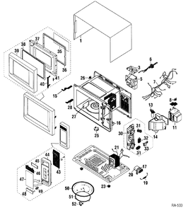 BODY PARTS Diagram and Parts List for JE1240WWC  General Electric Microwave