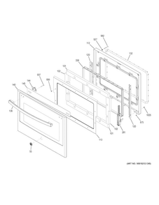 Door Diagram and Parts List for PCT7050SF6SS  General Electric Wall Oven