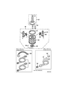 TUB Diagram and Parts List for GSLP1100D0WW  General Electric Washer