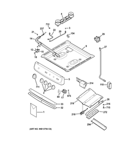 Gas & Burner Parts Diagram and Parts List for RGA720EK7WH  Hotpoint Range