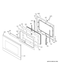 Lower Door Diagram and Parts List for CTD90DM2N3S5  General Electric Wall Oven