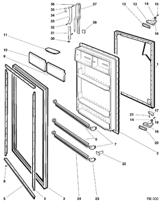 REFRIGERATOR DOOR Diagram and Parts List for LX18JLRL-1  General Electric Refrigerator
