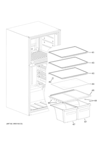Shelves & Drawers Diagram and Parts List for GTS21FSKBSS  General Electric Refrigerator