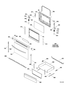 DOOR & DRAWER Diagram and Parts List for ECBS68DM2WW  General Electric Range