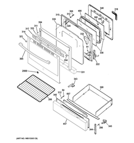 Door & Drawer Parts Diagram and Parts List for JGB630REF4SS  General Electric Range