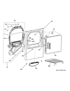Front Panel & Door Diagram and Parts List for GTD33PASK0WW  General Electric Dryer