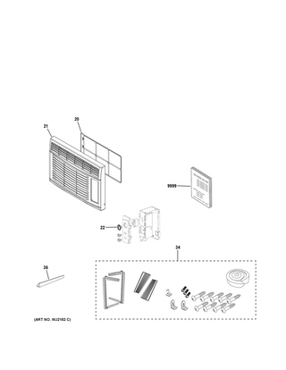 Room Air Conditioner Diagram and Parts List for AHS05LXW1  General Electric Air Conditioner