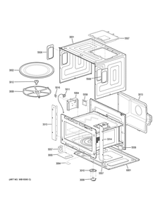 Oven Cavity Parts Diagram and Parts List for JK3800SHASS  General Electric Wall Oven