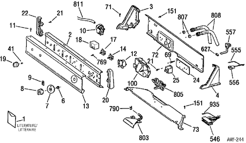 CONTROL PANEL Diagram and Parts List for 51451Y2WW  General Electric Washer