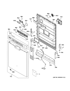 Escutcheon And Door Assembly Diagram and Parts List for GDF630PFM4DS  General Electric Dishwasher