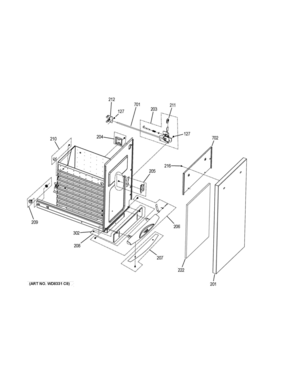 CONTAINER PARTS Diagram and Parts List for UCG1600LBB  General Electric Trash Compactor