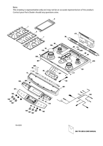 CONTROL PANEL & COOKTOP Diagram and Parts List for PCGS910SEF2SS  General Electric Range