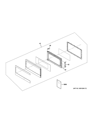 Door Parts Diagram and Parts List for CEB515P4M1WM  General Electric Microwave