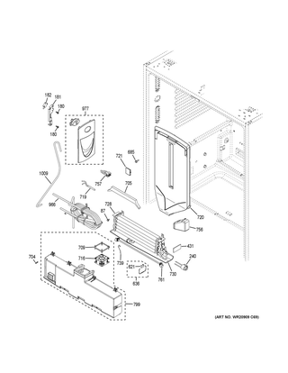 Fresh Food Section Diagram and Parts List for CWE23SP4MCW2  General Electric Refrigerator