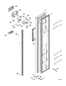 FZ DOOR Diagram and Parts List for GSR23USTAGV  General Electric Refrigerator