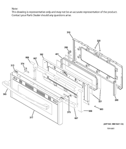 UPPER DOOR Diagram and Parts List for JCGB860SEJ3SS  General Electric Range