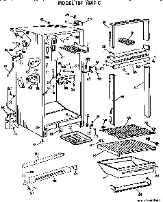 Cabinet Parts Diagram and Parts List for TBF15XFC  General Electric Refrigerator