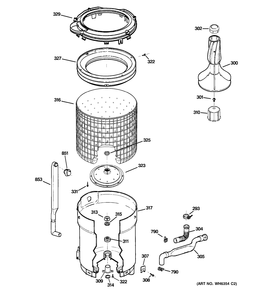 TUB, BASKET & AGITATOR Diagram and Parts List for MNSR1090H7WW  General Electric Washer